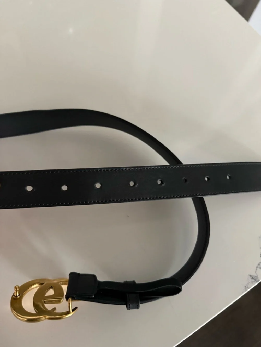 Gucci Black Leather Belt with Gold Double G Buckle - Picture 3 of 4